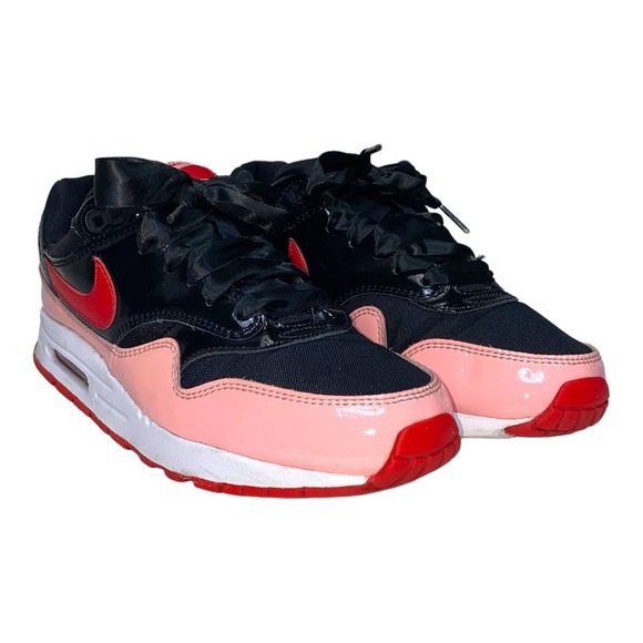 Nike Air Max 1 QS GS Valentine's Day Black Red Pink Sneaker 7Y 8.5W AO1026-001 - Picture 4 of 12